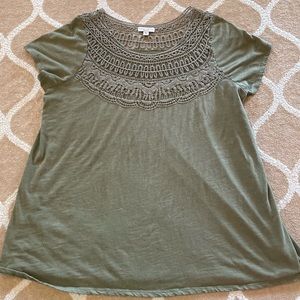 Liz Lange Olive Green Maternity Short Sleeve Top